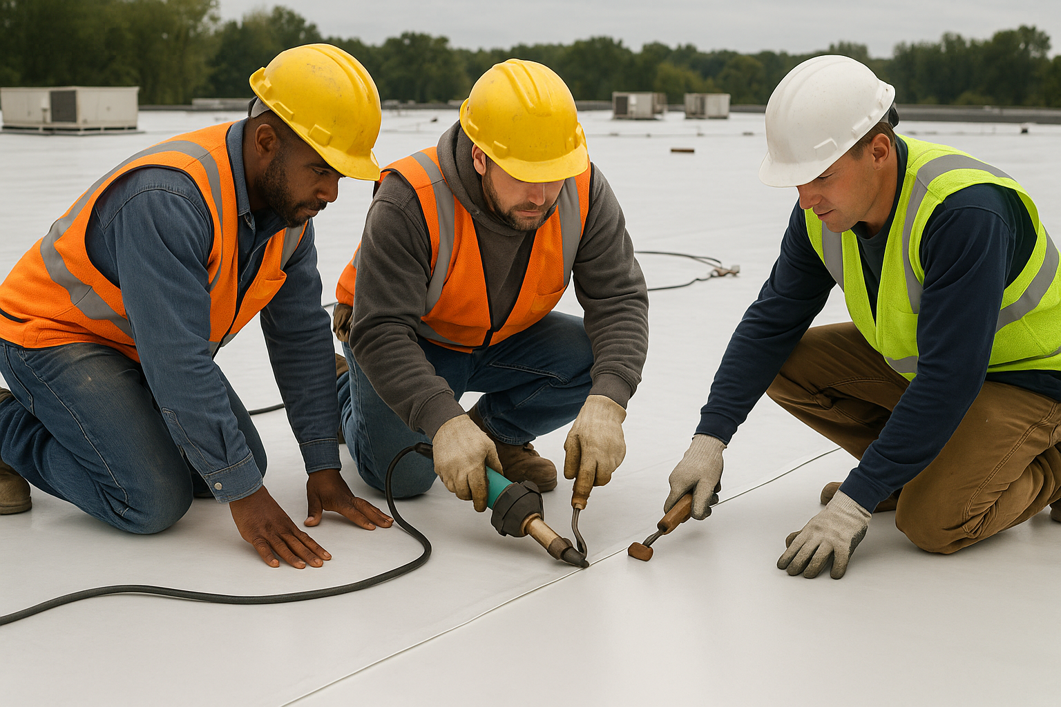 TPO membrane roofing installation